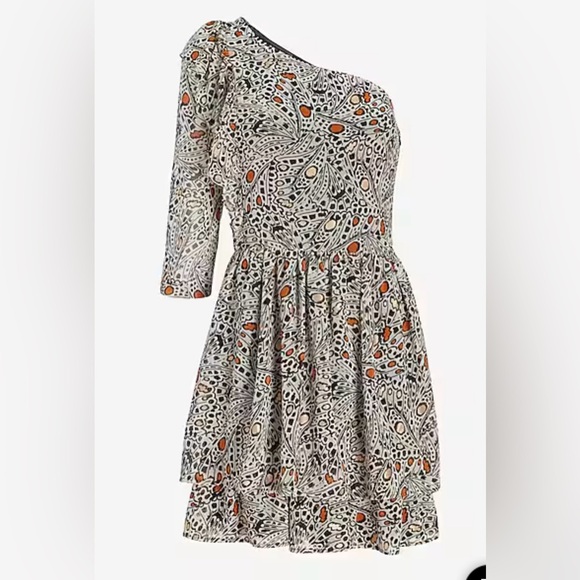 Express Versatile Rachel Zoe Printed One Shoulder Ruffle Mini Dress - Picture 4 of 14